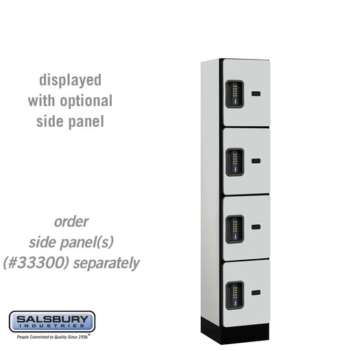 Salsbury 12" Wide Four Tier Designer Wood Locker - 1 Wide - 5 Feet High - 15 Inches Deep - Gray - Black Electronic Locks - Sweatfully