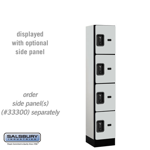 Salsbury 12" Wide Four Tier Designer Wood Locker - 1 Wide - 5 Feet High - 15 Inches Deep - Gray - Black Resettable Combination Locks - Sweatfully