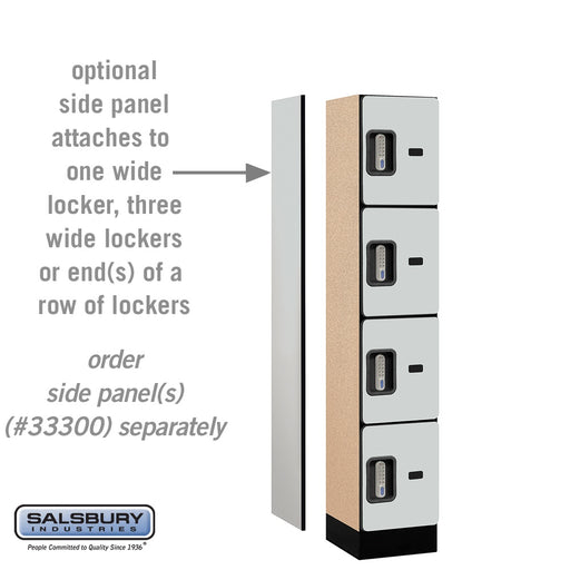 Salsbury 12" Wide Four Tier Designer Wood Locker - 1 Wide - 5 Feet High - 15 Inches Deep - Gray - Silver Electronic Locks - Sweatfully