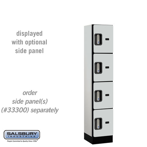 Salsbury 12" Wide Four Tier Designer Wood Locker - 1 Wide - 5 Feet High - 15 Inches Deep - Gray - Silver Electronic Locks - Sweatfully