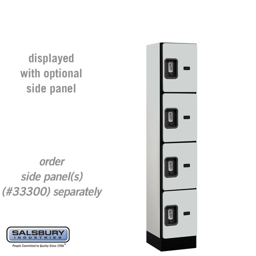Salsbury 12" Wide Four Tier Designer Wood Locker - 1 Wide - 5 Feet High - 15 Inches Deep - Gray - Silver Resettable Combination Locks - Sweatfully