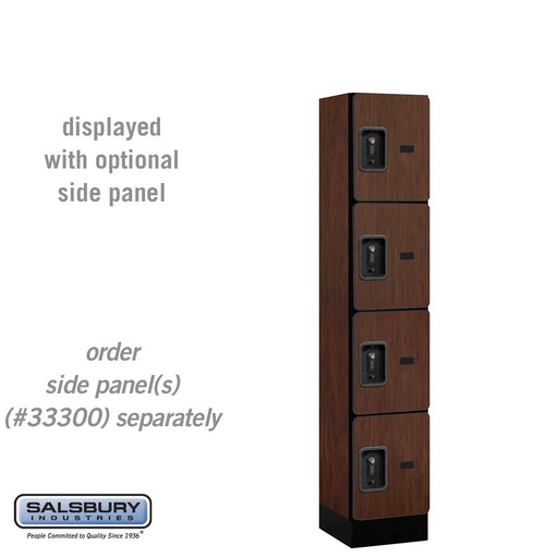 Salsbury 12" Wide Four Tier Designer Wood Locker - 1 Wide - 5 Feet High - 15 Inches Deep - Mahogany - Black Resettable Combination Locks - Sweatfully
