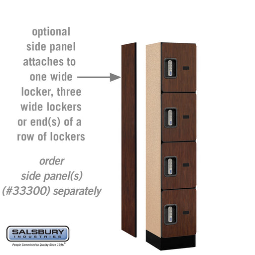 Salsbury 12" Wide Four Tier Designer Wood Locker - 1 Wide - 5 Feet High - 15 Inches Deep - Mahogany - Silver Electronic Locks - Sweatfully