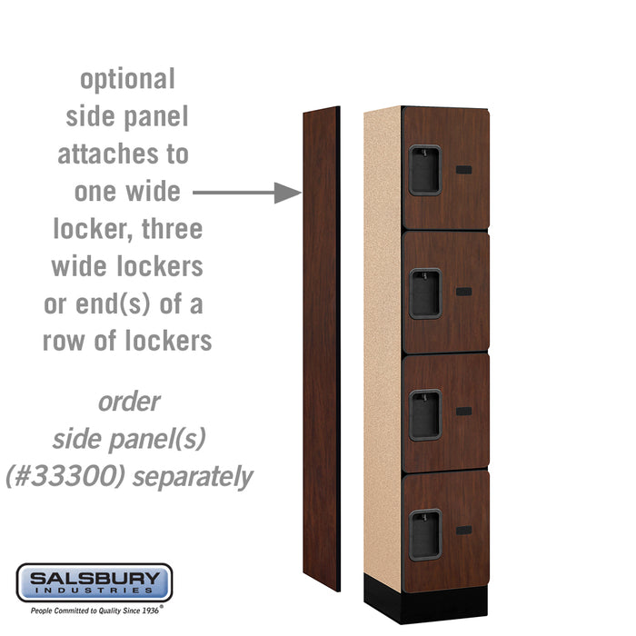 Salsbury 12" Wide Four Tier Designer Wood Locker - 1 Wide - 5 Feet High - 15 Inches Deep - Mahogany - Hasps - Sweatfully