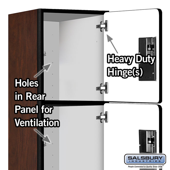 Salsbury 12" Wide Four Tier Designer Wood Locker - 1 Wide - 5 Feet High - 15 Inches Deep - Mahogany - Hasps - Sweatfully