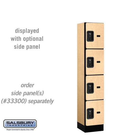 Salsbury 12" Wide Four Tier Designer Wood Locker - 1 Wide - 5 Feet High - 15 Inches Deep - Maple - Black Resettable Combination Locks - Sweatfully