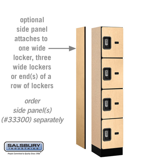 Salsbury 12" Wide Four Tier Designer Wood Locker - 1 Wide - 5 Feet High - 15 Inches Deep - Maple - Silver Resettable Combination Locks - Sweatfully