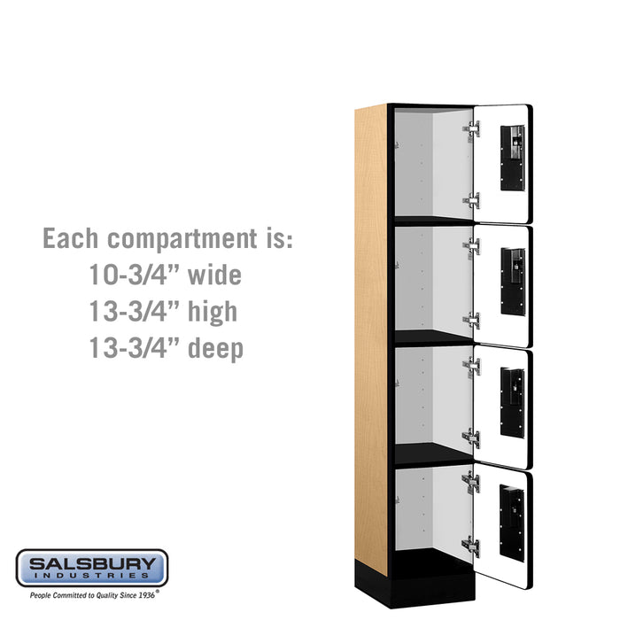 Salsbury 12" Wide Four Tier Designer Wood Locker - 1 Wide - 5 Feet High - 15 Inches Deep - Maple - Hasps - Sweatfully