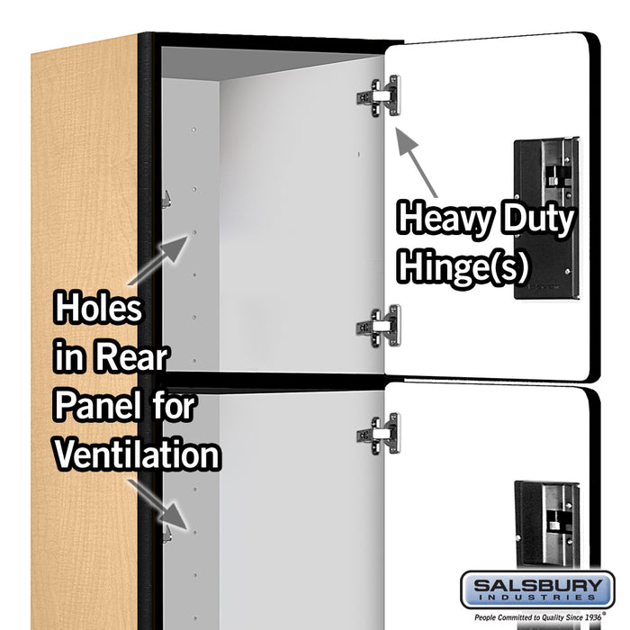 Salsbury 12" Wide Four Tier Designer Wood Locker - 1 Wide - 5 Feet High - 15 Inches Deep - Maple - Hasps - Sweatfully