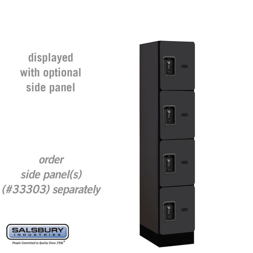 Salsbury 12" Wide Four Tier Designer Wood Locker - 1 Wide - 5 Feet High - 18 Inches Deep - Black - Black Resettable Combination Locks - Sweatfully