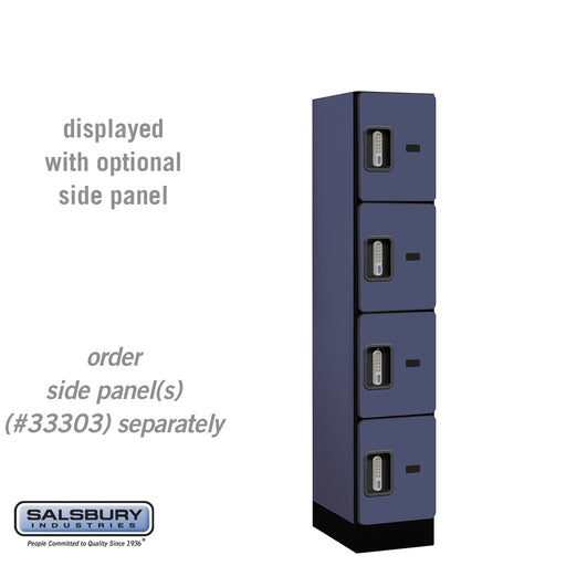 Salsbury 12" Wide Four Tier Designer Wood Locker - 1 Wide - 5 Feet High - 18 Inches Deep - Blue - Silver Electronic Locks - Sweatfully