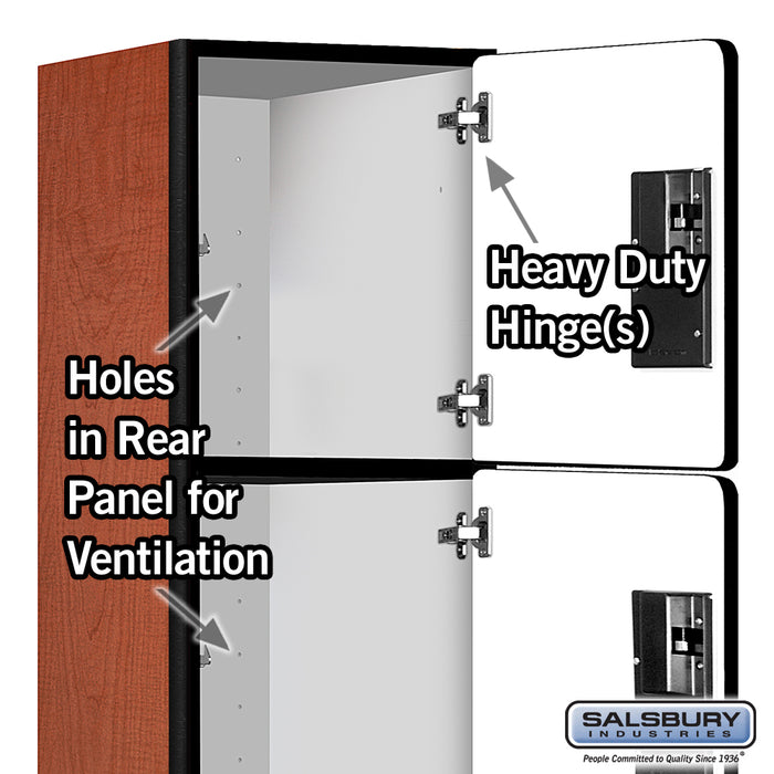 Salsbury 12" Wide Four Tier Designer Wood Locker - 1 Wide - 5 Feet High - 18 Inches Deep - Cherry - Hasps - Sweatfully