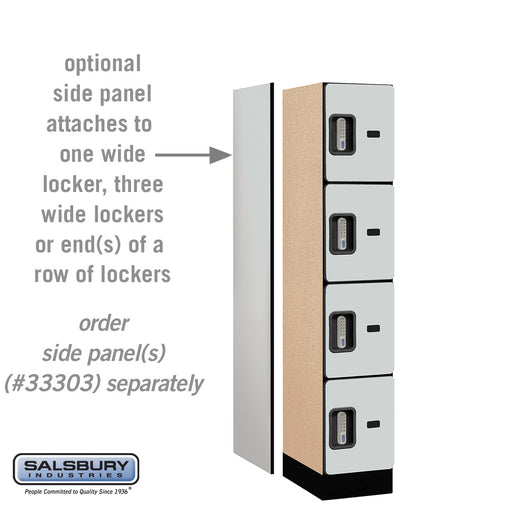 Salsbury 12" Wide Four Tier Designer Wood Locker - 1 Wide - 5 Feet High - 18 Inches Deep - Gray - Silver Electronic Locks - Sweatfully