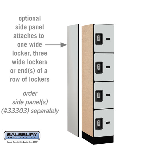Salsbury 12" Wide Four Tier Designer Wood Locker - 1 Wide - 5 Feet High - 18 Inches Deep - Gray - Silver Resettable Combination Locks - Sweatfully