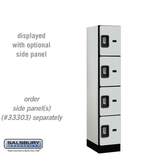 Salsbury 12" Wide Four Tier Designer Wood Locker - 1 Wide - 5 Feet High - 18 Inches Deep - Gray - Silver Resettable Combination Locks - Sweatfully