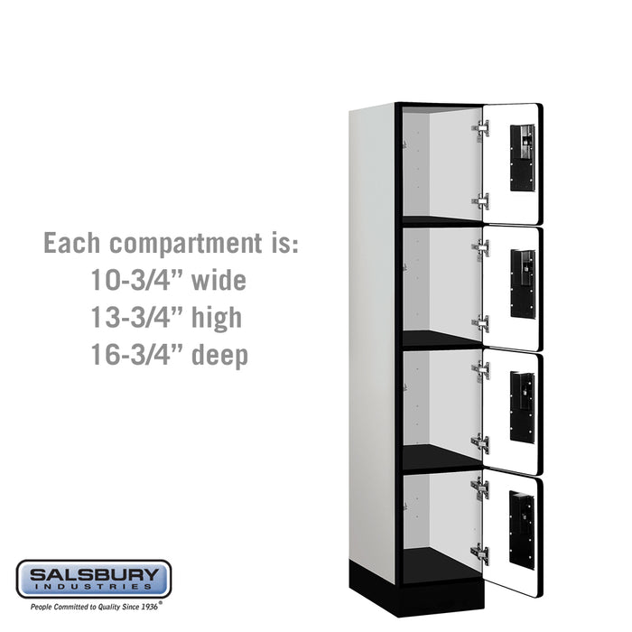 Salsbury 12" Wide Four Tier Designer Wood Locker - 1 Wide - 5 Feet High - 18 Inches Deep - Gray - Hasps - Sweatfully
