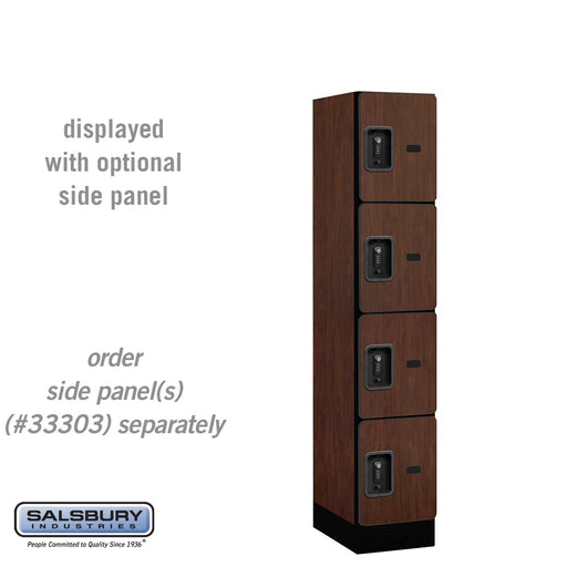 Salsbury 12" Wide Four Tier Designer Wood Locker - 1 Wide - 5 Feet High - 18 Inches Deep - Mahogany - Black Resettable Combination Locks - Sweatfully