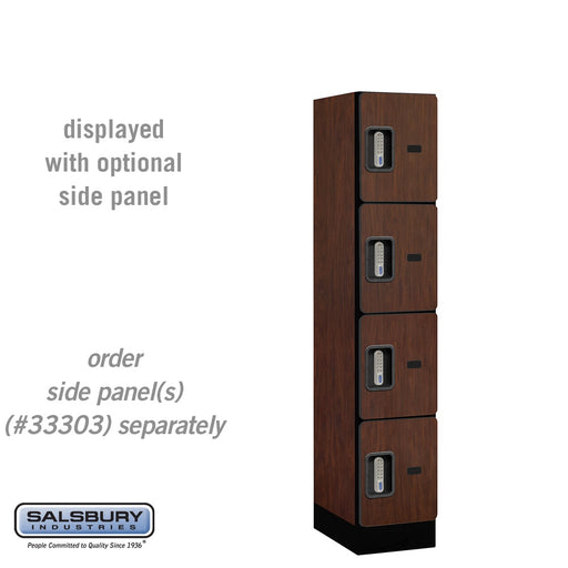 Salsbury 12" Wide Four Tier Designer Wood Locker - 1 Wide - 5 Feet High - 18 Inches Deep - Mahogany - Silver Electronic Locks - Sweatfully