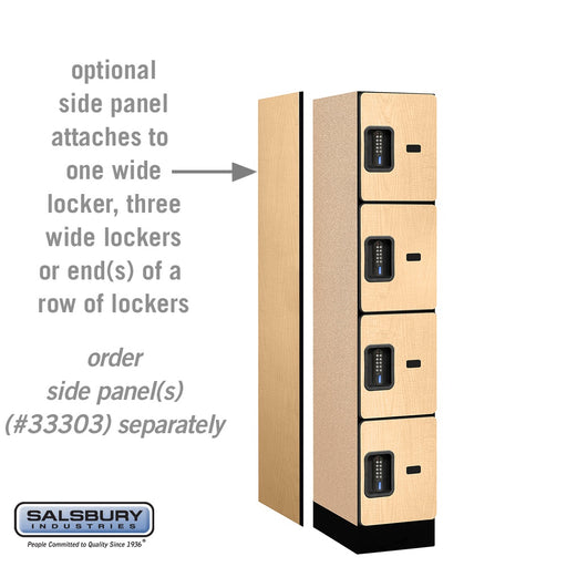 Salsbury 12" Wide Four Tier Designer Wood Locker - 1 Wide - 5 Feet High - 18 Inches Deep - Maple - Black Electronic Locks - Sweatfully