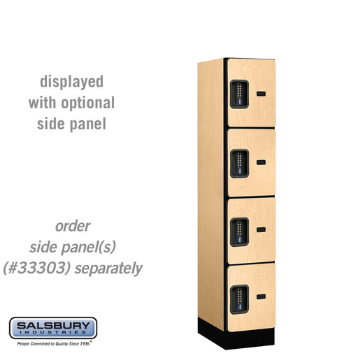 Salsbury 12" Wide Four Tier Designer Wood Locker - 1 Wide - 5 Feet High - 18 Inches Deep - Maple - Black Electronic Locks - Sweatfully