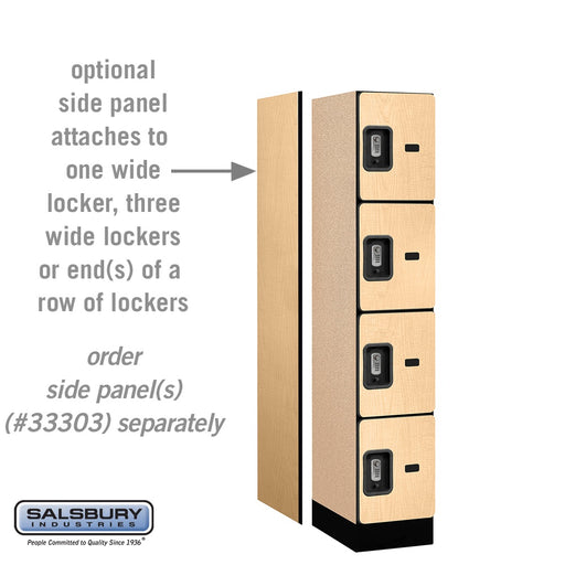 Salsbury 12" Wide Four Tier Designer Wood Locker - 1 Wide - 5 Feet High - 18 Inches Deep - Maple - Silver Resettable Combination Locks - Sweatfully