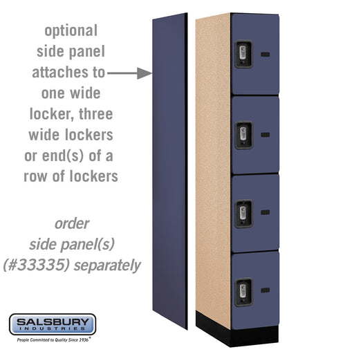 Salsbury 12" Wide Four Tier Designer Wood Locker - 1 Wide - 6 Feet High - 21 Inches Deep - Blue - Silver Resettable Combination Locks - Sweatfully