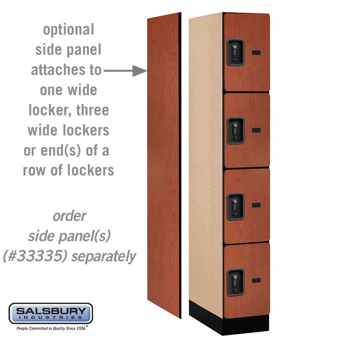 Salsbury 12" Wide Four Tier Designer Wood Locker - 1 Wide - 6 Feet High - 21 Inches Deep - Cherry - Black Resettable Combination Locks - Sweatfully