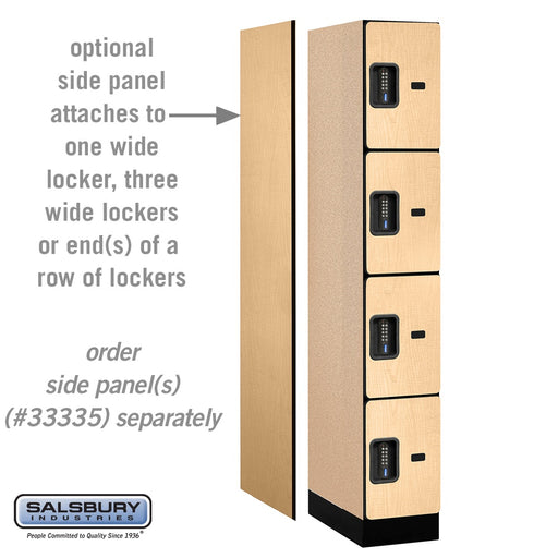Salsbury 12" Wide Four Tier Designer Wood Locker - 1 Wide - 6 Feet High - 21 Inches Deep - Maple - Black Electronic Locks - Sweatfully