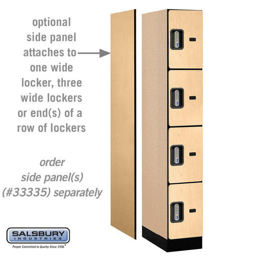 Salsbury 12" Wide Four Tier Designer Wood Locker - 1 Wide - 6 Feet High - 21 Inches Deep - Maple - Silver Electronic Locks - Sweatfully