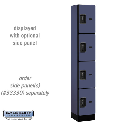 Salsbury 12" Wide Four Tier Designer Wood Locker - 1 Wide - 6 Feet High - 15 Inches Deep - Blue - Black Resettable Combination Locks - Sweatfully