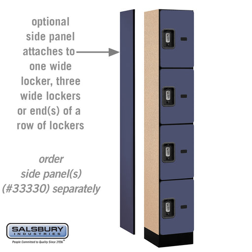 Salsbury 12" Wide Four Tier Designer Wood Locker - 1 Wide - 6 Feet High - 15 Inches Deep - Blue - Silver Resettable Combination Locks - Sweatfully