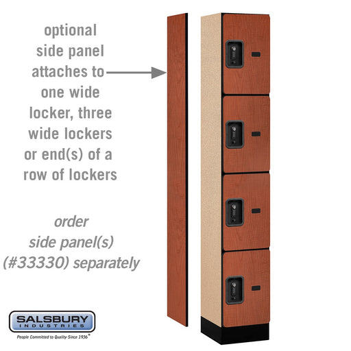 Salsbury 12" Wide Four Tier Designer Wood Locker - 1 Wide - 6 Feet High - 15 Inches Deep - Cherry - Black Resettable Combination Locks - Sweatfully