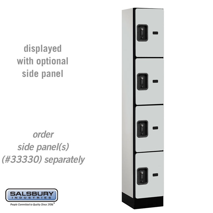 Salsbury 12" Wide Four Tier Designer Wood Locker - 1 Wide - 6 Feet High - 15 Inches Deep - Gray - Black Resettable Combination Locks - Sweatfully
