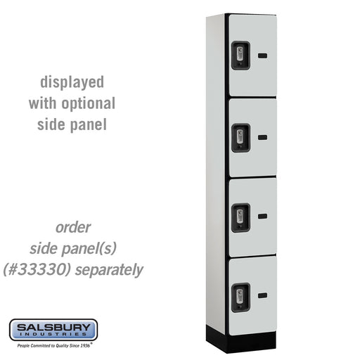 Salsbury 12" Wide Four Tier Designer Wood Locker - 1 Wide - 6 Feet High - 15 Inches Deep - Gray - Silver Resettable Combination Locks - Sweatfully