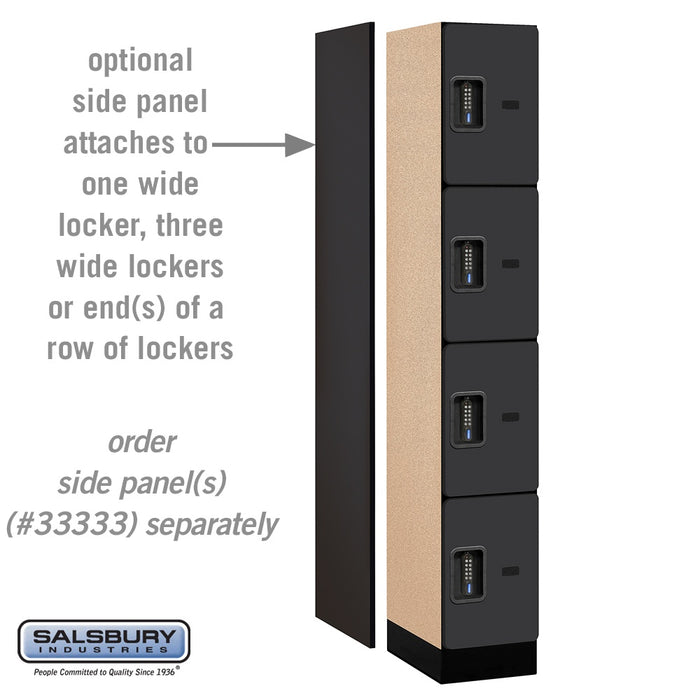 Salsbury 12" Wide Four Tier Designer Wood Locker - 1 Wide - 6 Feet High - 18 Inches Deep - Black - Black Electronic Locks - Sweatfully