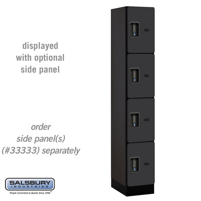 Salsbury 12" Wide Four Tier Designer Wood Locker - 1 Wide - 6 Feet High - 18 Inches Deep - Black - Black Electronic Locks - Sweatfully