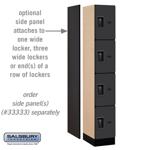 Salsbury 12" Wide Four Tier Designer Wood Locker - 1 Wide - 6 Feet High - 18 Inches Deep - Black - Black Resettable Combination Locks - Sweatfully