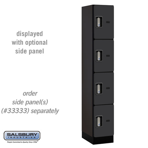 Salsbury 12" Wide Four Tier Designer Wood Locker - 1 Wide - 6 Feet High - 18 Inches Deep - Black - Silver Electronic Locks - Sweatfully