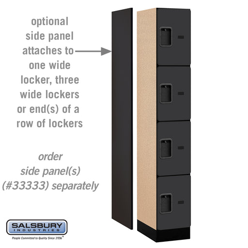 Salsbury 12" Wide Four Tier Designer Wood Locker - 1 Wide - 6 Feet High - 18 Inches Deep - Black - Hasps - Sweatfully