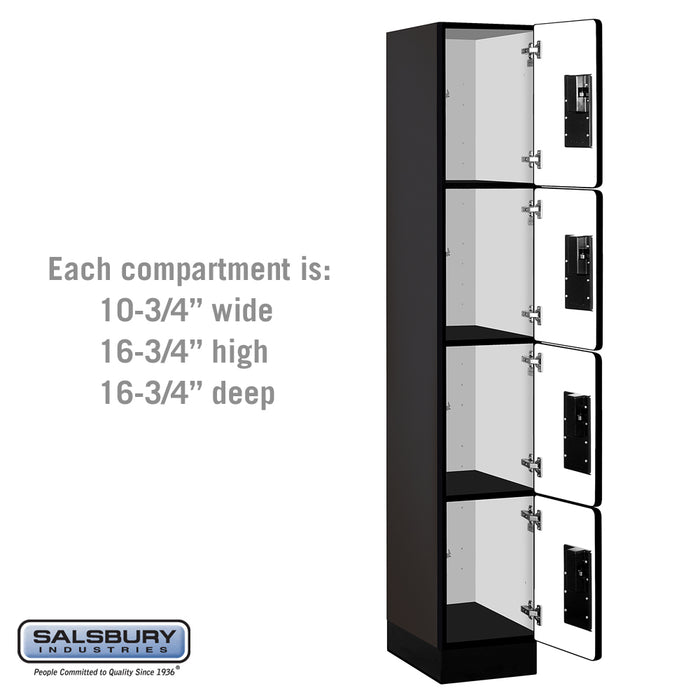 Salsbury 12" Wide Four Tier Designer Wood Locker - 1 Wide - 6 Feet High - 18 Inches Deep - Black - Hasps - Sweatfully
