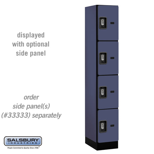 Salsbury 12" Wide Four Tier Designer Wood Locker - 1 Wide - 6 Feet High - 18 Inches Deep - Blue - Silver Resettable Combination Locks - Sweatfully