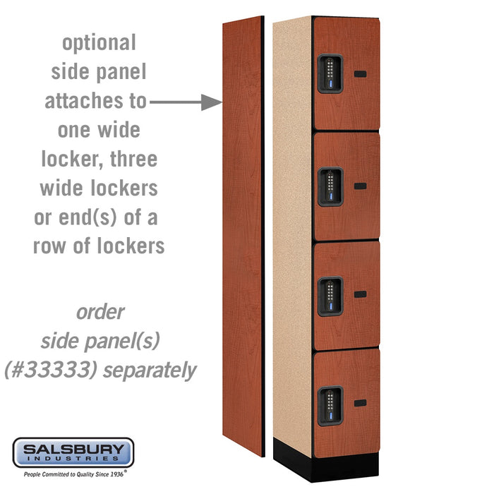 Salsbury 12" Wide Four Tier Designer Wood Locker - 1 Wide - 6 Feet High - 18 Inches Deep - Cherry - Black Electronic Locks - Sweatfully