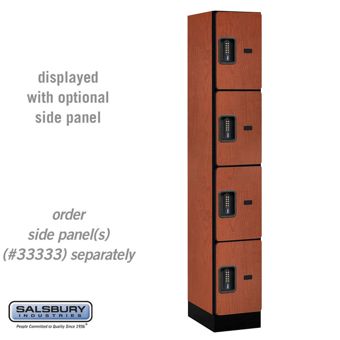 Salsbury 12" Wide Four Tier Designer Wood Locker - 1 Wide - 6 Feet High - 18 Inches Deep - Cherry - Black Electronic Locks - Sweatfully