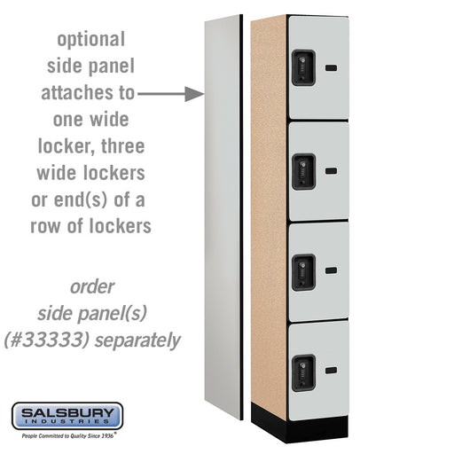 Salsbury 12" Wide Four Tier Designer Wood Locker - 1 Wide - 6 Feet High - 18 Inches Deep - Gray - Black Resettable Combination Locks - Sweatfully