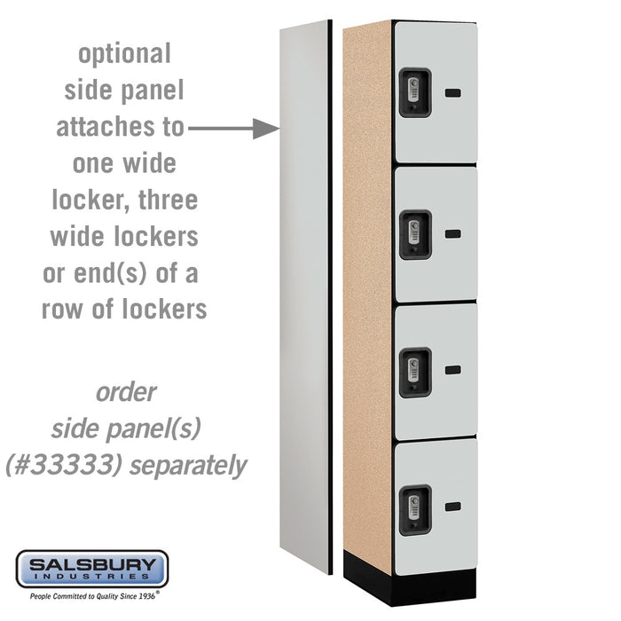 Salsbury 12" Wide Four Tier Designer Wood Locker - 1 Wide - 6 Feet High - 18 Inches Deep - Gray - Silver Resettable Combination Locks - Sweatfully