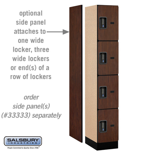 Salsbury 12" Wide Four Tier Designer Wood Locker - 1 Wide - 6 Feet High - 18 Inches Deep - Mahogany - Black Electronic Locks - Sweatfully
