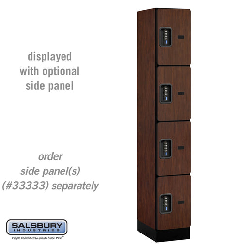 Salsbury 12" Wide Four Tier Designer Wood Locker - 1 Wide - 6 Feet High - 18 Inches Deep - Mahogany - Black Electronic Locks - Sweatfully