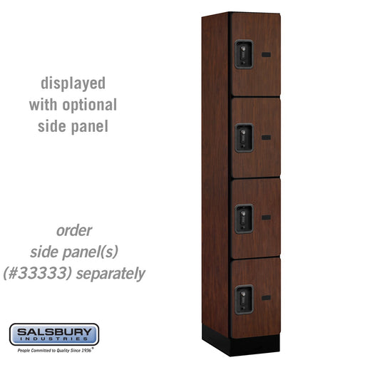 Salsbury 12" Wide Four Tier Designer Wood Locker - 1 Wide - 6 Feet High - 18 Inches Deep - Mahogany - Black Resettable Combination Locks - Sweatfully