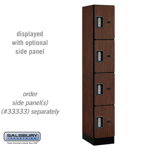 Salsbury 12" Wide Four Tier Designer Wood Locker - 1 Wide - 6 Feet High - 18 Inches Deep - Mahogany - Silver Electronic Locks - Sweatfully