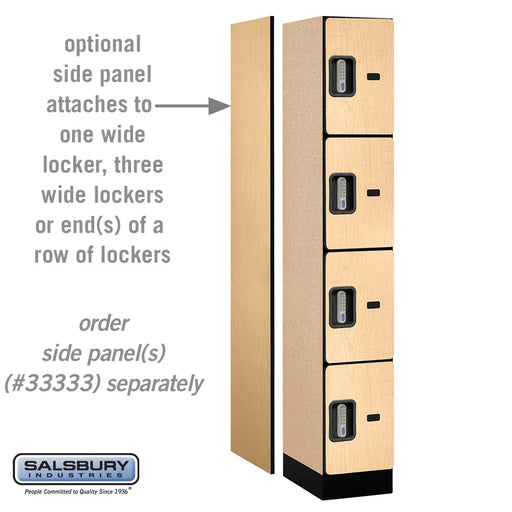 Salsbury 12" Wide Four Tier Designer Wood Locker - 1 Wide - 6 Feet High - 18 Inches Deep - Maple - Silver Electronic Locks - Sweatfully